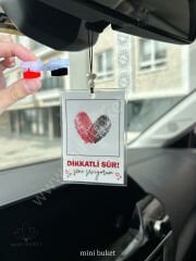 Sevgili Parmak İzi Dikiz Aynası Süsü, Kişiye Özel Dikiz Aynası Süsü, Kokusuz Araba Hediyesi
