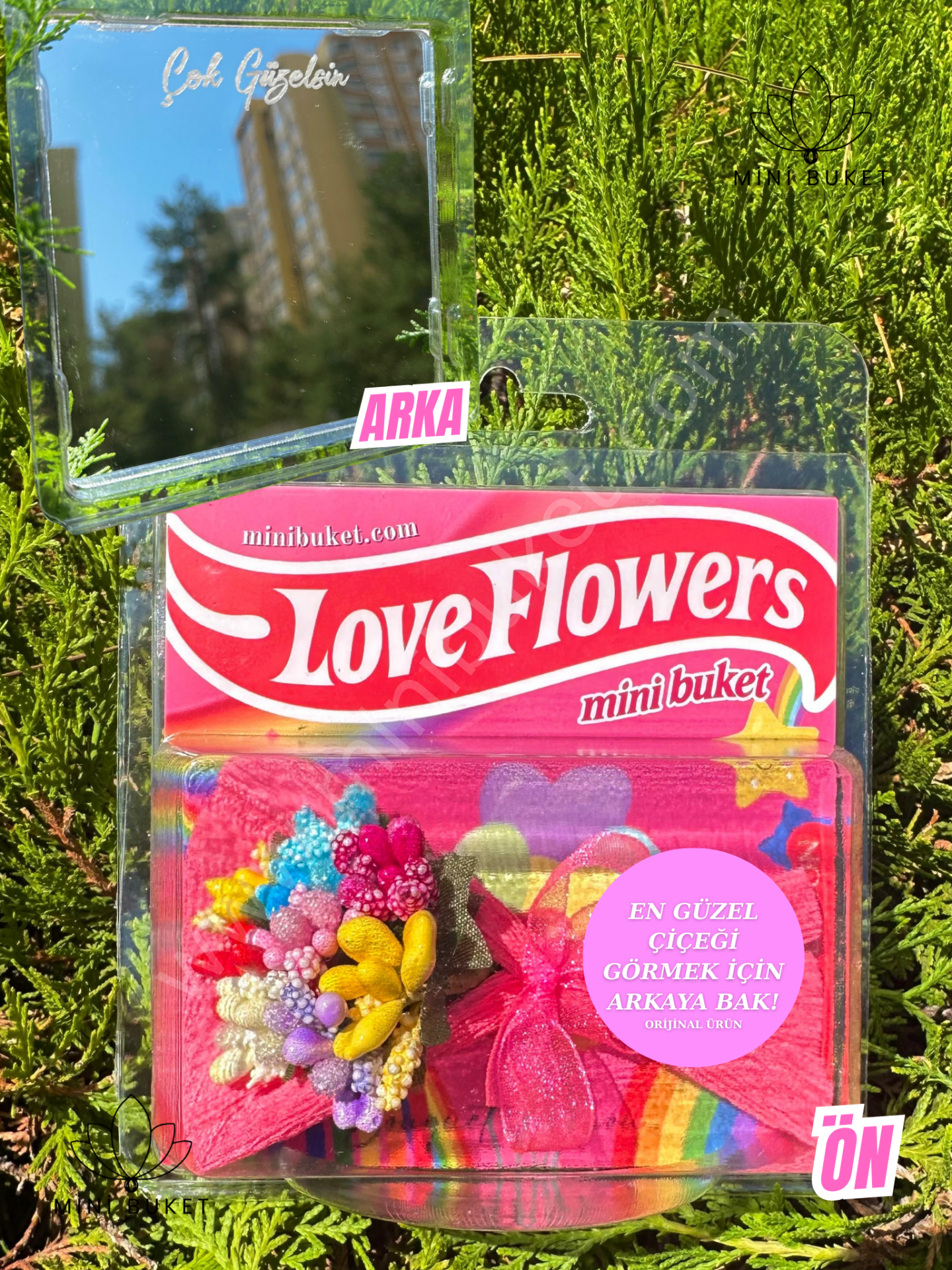 Aynalı Love Flowers Çiçek Buketi, Aynalı Hot Flowers rainbow