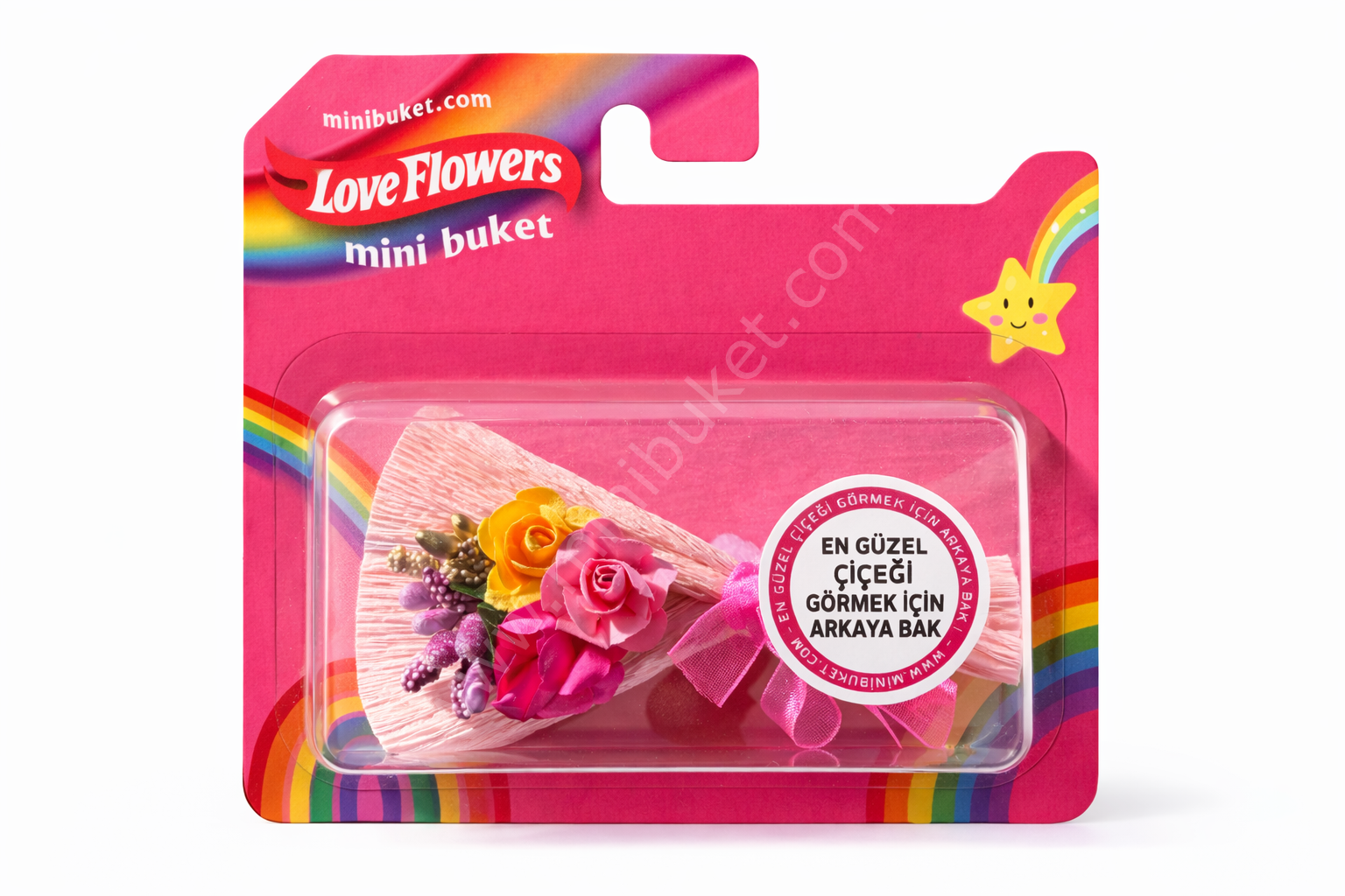 Aynalı Love Flowers Çiçek Buketi, Hot Flowers Arkasında Ayna Olsun - rainbow