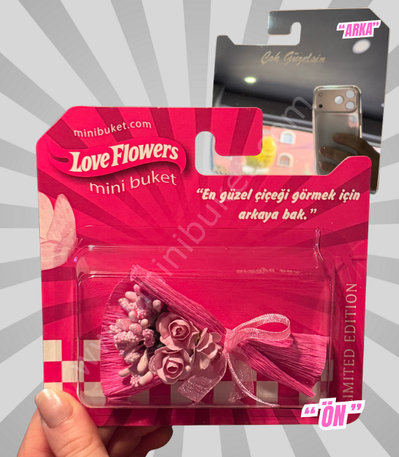 Mini Buket Aynalı Çiçekler Karışık 50 Adet Toptan